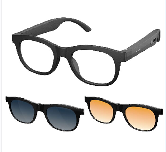 Occhiali audio intelligenti con traduzione in tempo reale e interfono, doppio microfono in silicio, carica magnetica, batteria da 80mAh * 2