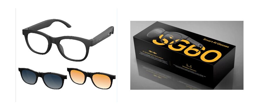 Occhiali audio intelligenti con traduzione in tempo reale e interfono, doppio microfono in silicio, carica magnetica, batteria da 80mAh * 2