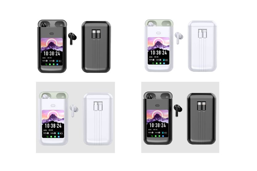 Smart TWS Earbuds con cassa di ricarica da 5000mAh, Bluetooth 5.4Cancellazione del rumore ENC, avvisi di messaggi multi-app (WeChat/WhatsApp/FB)