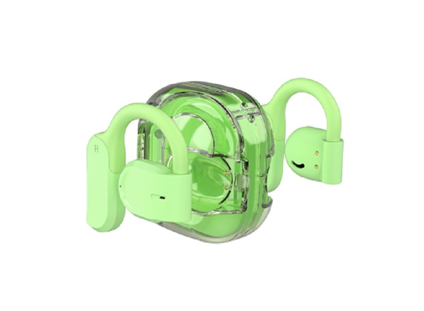 ENC OWS auricolari Bluetooth, chip JL6973, driver da 13 mm, tempo di gioco da 4 ore, custodia da 300 mAh con scheda di protezione, nero / bianco / verde