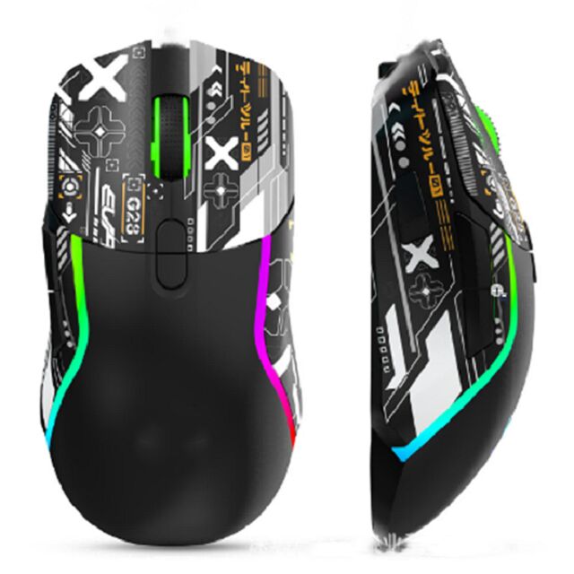 Un mouse da gioco RGB wireless a doppia modalità,2.4G + Bluetooth, 3200 DPI, 8 pulsanti, batteria da 600mAh, ricaricabile di tipo C, ABS, stampa laser