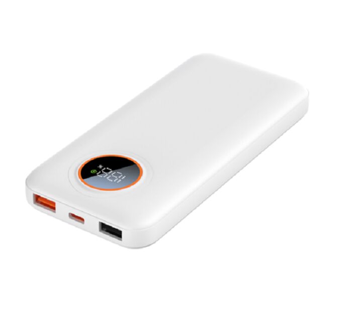 10000mAh PD 22.5W Power Bank,Tipo-C In/Out, USB-A, Cella di grado A, Nero/bianco, con cavo di ricarica rapida