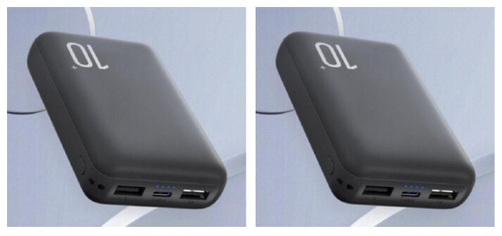 Power Bank Dual-Cell da 10000mAh, Li-Po di Grado A, Uscita 10W, Ingresso Type-C+Micro USB, Nero/Bianco