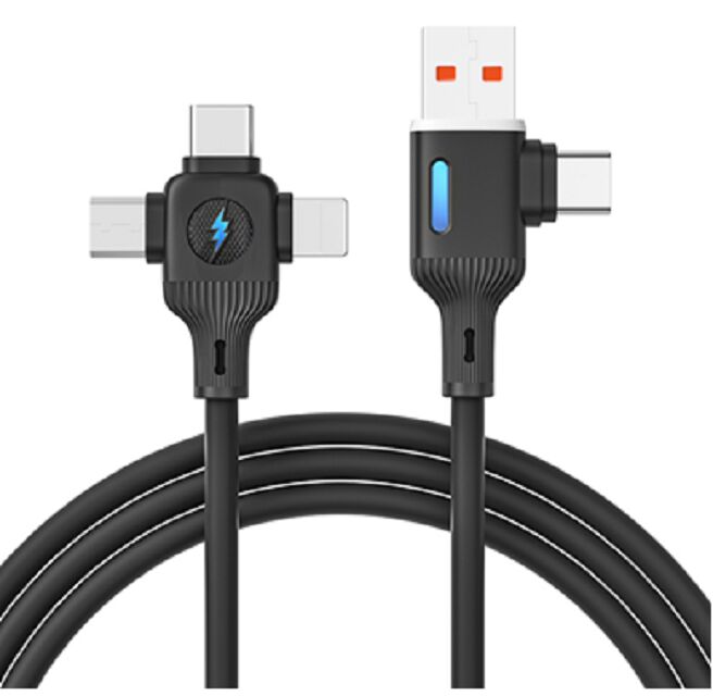 65W PD Fast Charging Cable, 5-Core Pure Copper, Silicone, Indicatore LED, 1m, Sia il colore che il logo sono personalizzabili