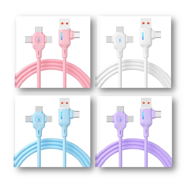 65W PD Fast Charging Cable, 5-Core Pure Copper, Silicone, Indicatore LED, 1m, Sia il colore che il logo sono personalizzabili