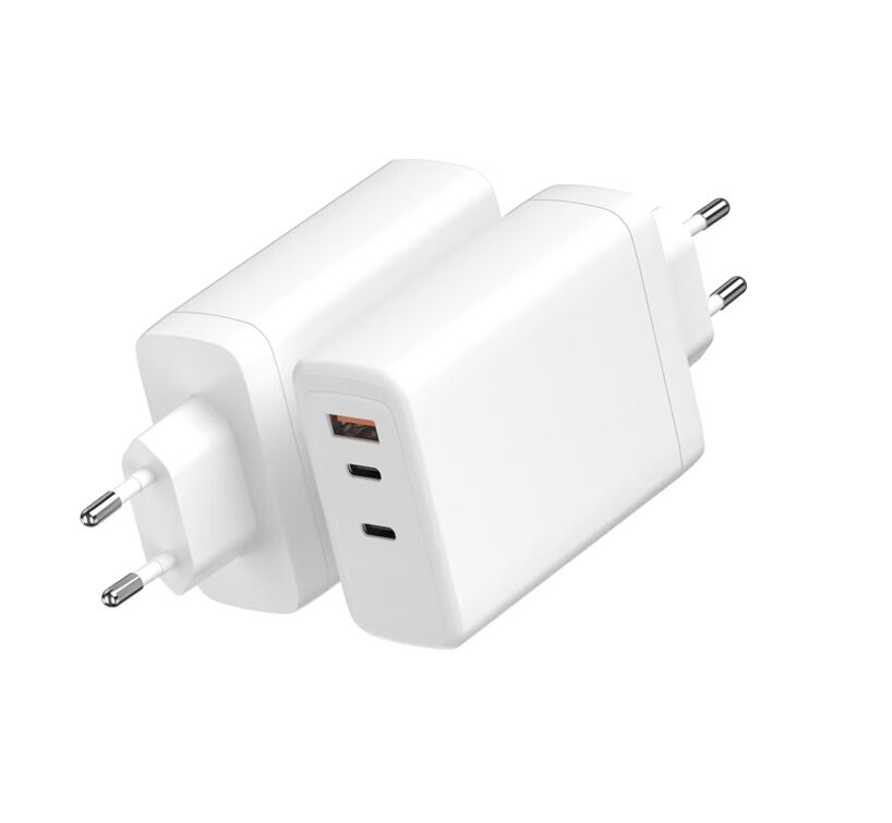 Caricabatterie veloci GaN da 120W, doppia usb-c PD da 100W, usb-a QC, adattatore di viaggio da 100-240V, bianco/nero