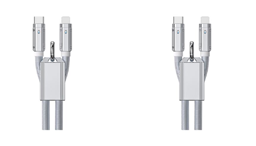 65W/27W Cable di ricarica veloce tritato in silicone originale, da C a C / C a Lightning,1m, argento, guscio in lega di zinco, supporta PD e sincronizzazione dati