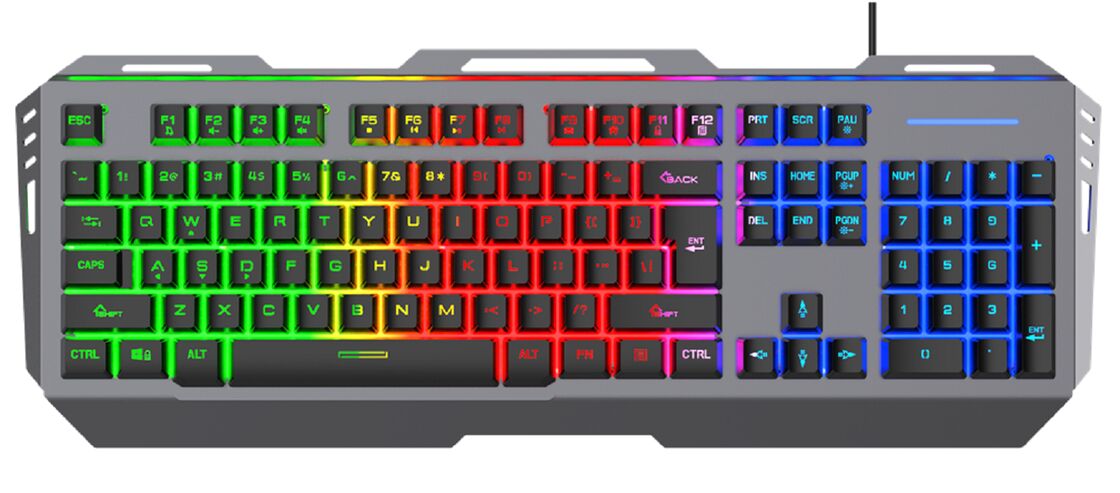 Tastiera wired per giochi in lega di alluminio con 19-key rollover, retroilluminazione RGB a 3 zone personalizzabile