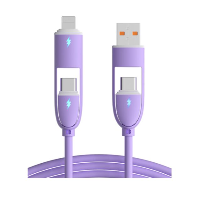 5-in-1 Silicone Data Cable,60W C-C, 4 Colors, Genuine 5-Core, 1.0M