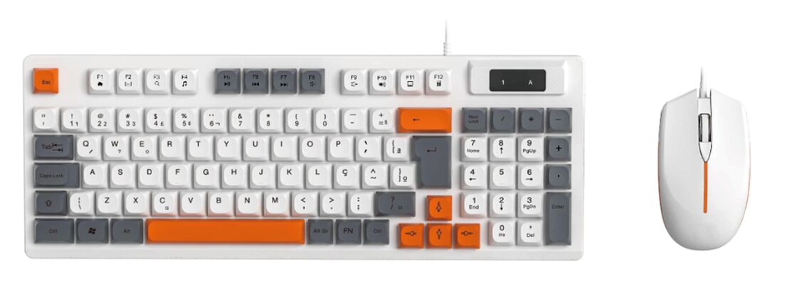 Tastiera e Mouse Cablati, 94 Tasti + Mouse da Gioco 2400 DPI, Color Blocking