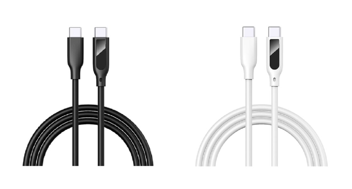 Display digitale cavo USB-C, carica rapida 5A, silicone, 1m, tensione/corrente in tempo reale