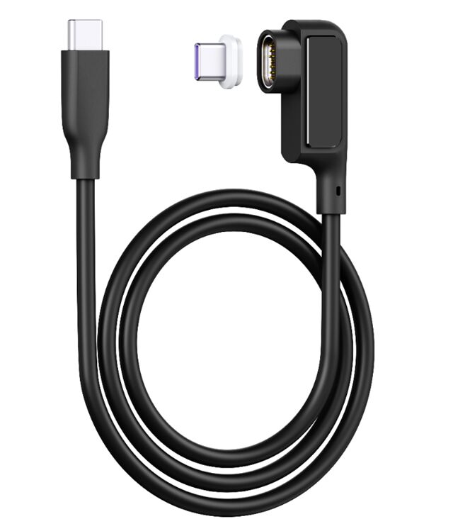 5A Cavo USB-C magnetico con display digitale, 0,5M, silicone, gomito, 480Mbps, nero/bianco