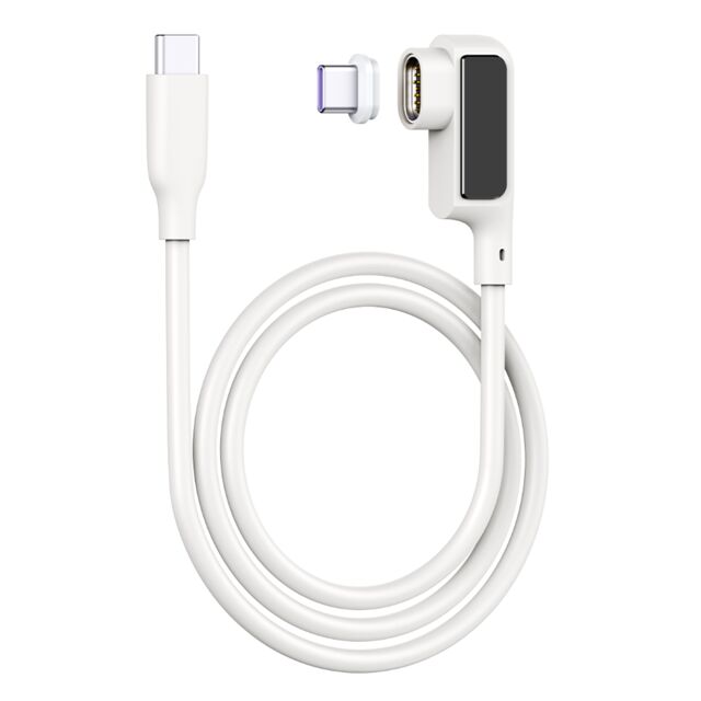 5A Cavo USB-C magnetico con display digitale, 0,5M, silicone, gomito, 480Mbps, nero/bianco