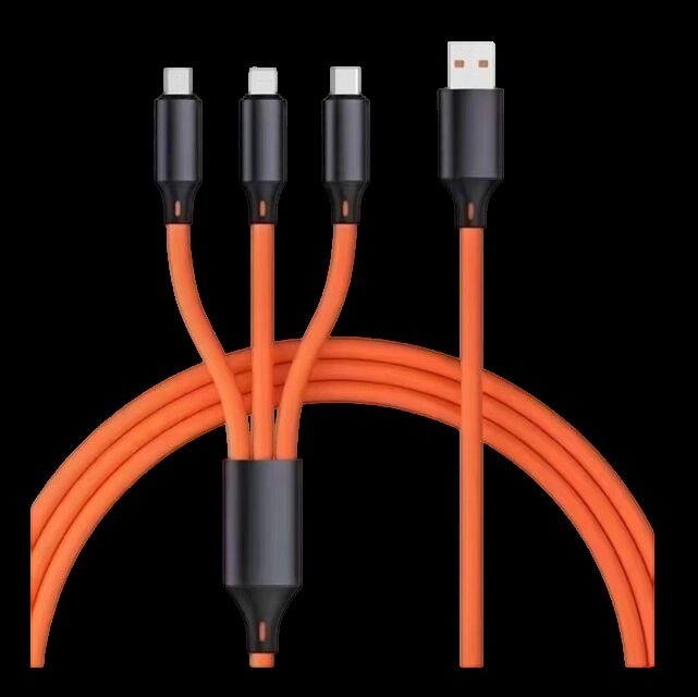 Cavo di ricarica rapida in silicone genuino da 1,2 m, rame puro a 4 core, spina in lega di alluminio, multicolore