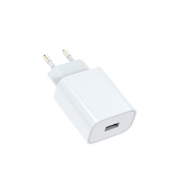 Caricabatterie rapido QC 18W USB-A, spina USA, uscita multivoltaggio, confezione PE compatta