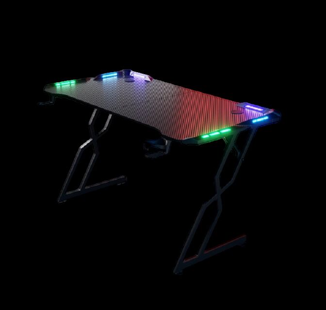 Tavolo da gioco, base in acciaio, con/senza luce a LED, 1.2/1.4/1.6M, portacoppe e mouse pad