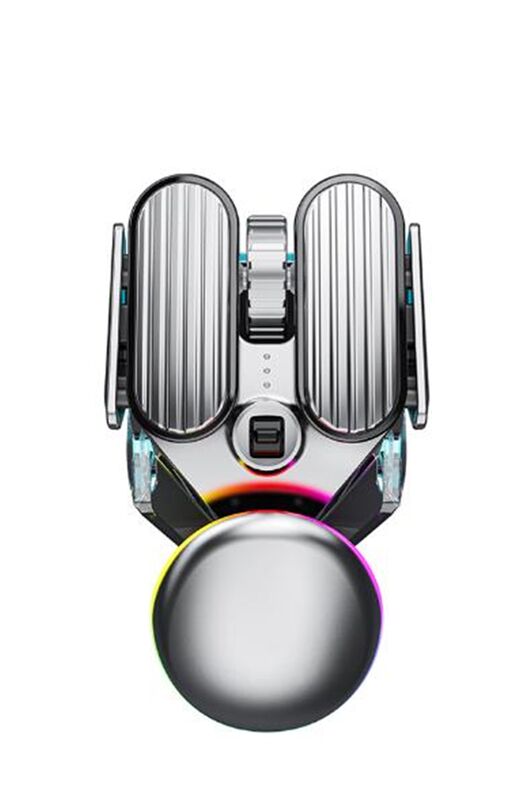 Mouse wireless silenzioso ricaricabile, 6 tasti, 4800 DPI, retroilluminazione RGB, doppia modalità, metallo argento