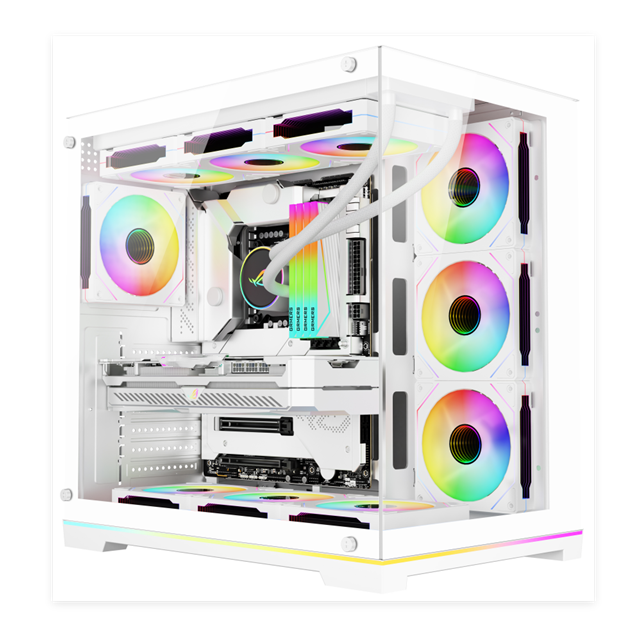 Case per PC ATX full-tower con vetro temperato, raffreddamento ad acqua da 360 mm e supporto VGA da 380 mm