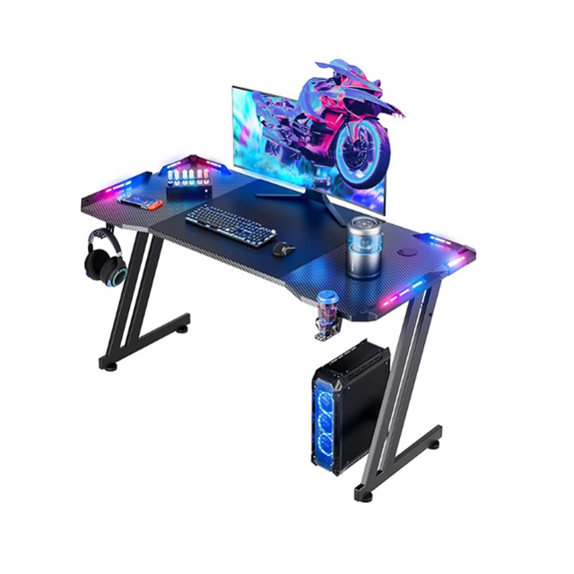 Gaming Desk 1.2/1.4/1.6m Steel Frame Particle Board con / senza illuminazione RGB
