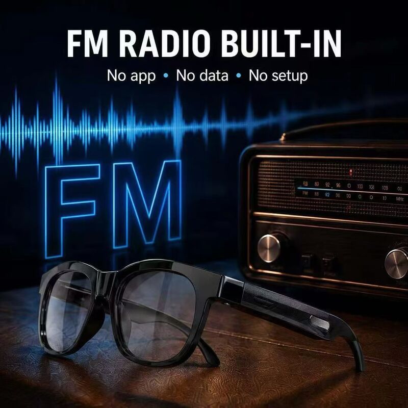 Bluetooth 5.4 Audio Occhiali da sole w/FM Tipo-C 6H Tempo di riproduzione 38,5g Leggerezza Multicolore