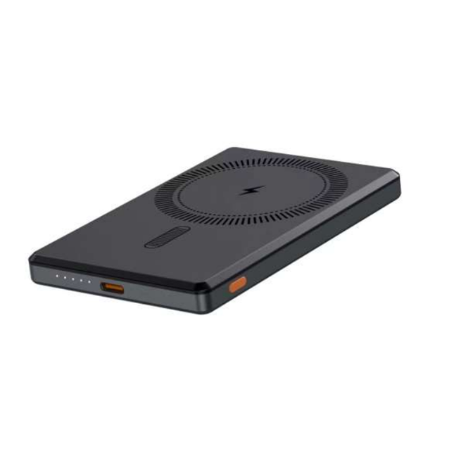 Power Bank Wireless Magnetica da 5000mAh, Type-C Bidirezionale da 20W, Polimero Grado-A Ultra-Sottile da 9.5mm, Grigio Antracite