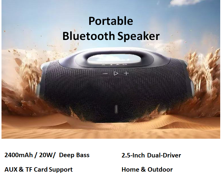 Altoparlante Bluetooth a doppio driver da 20W con basso profondo, stereo wireless portatile per casa e all'aperto