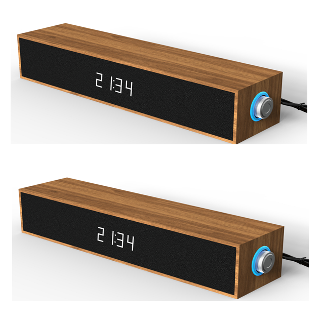 Retro Bluetooth in legno 5.4 altoparlante con illuminazione ambientale e display di orologeria, driver dual 2