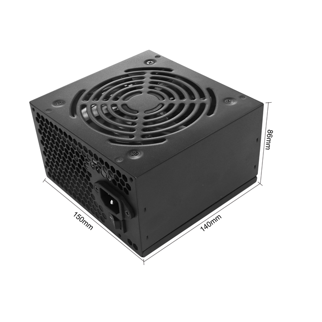 Alimentatore ATX per PC Desktop da 400W, Ampio Range 100-240V, Ventola Silenziosa da 12cm, Cavi Piatto Neri, Confezione Bulk