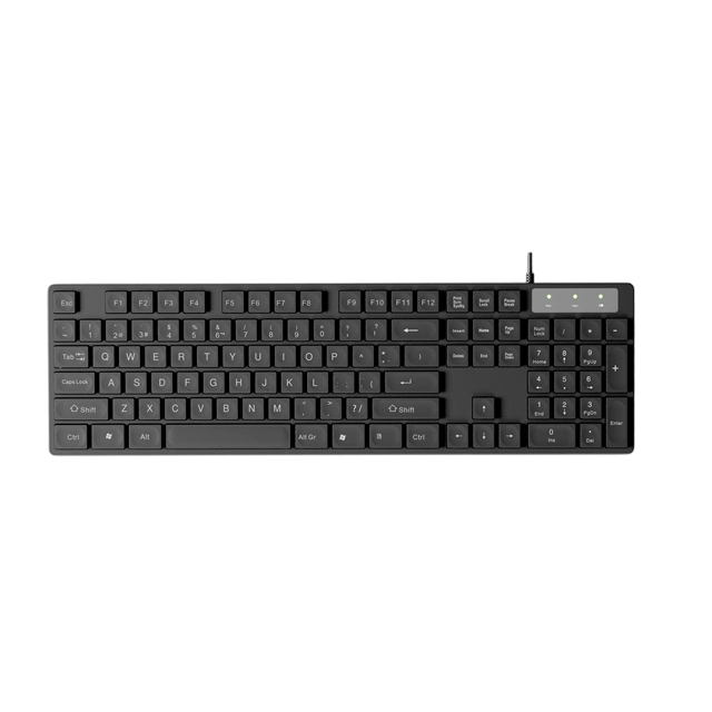 Tastiera per ufficio cablata a 104 chiavi, ABS resistente alle fuoriuscite e al calore, layout multilingue, tastiera USB plug-and-play full-size