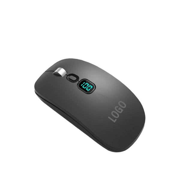 4D Mouse Wireless ricaricabile 2.4G BT Dual Mode 500mAh Silent Switch LED Display Ruota in alluminio 8650IC