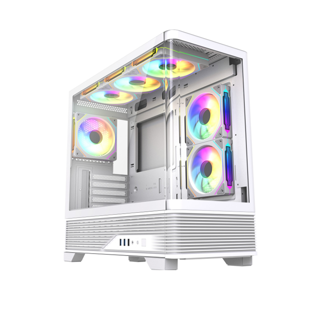 Cassa per PC in vetro curvo panoramico, supporto AIO da 360 mm, GPU di 410 mm, M-ATX/ITX