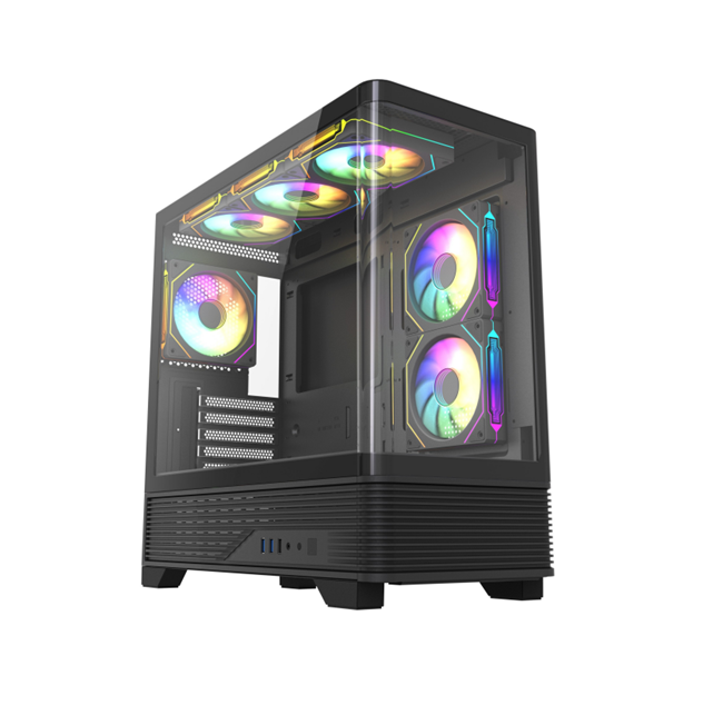 Case ATX con Frontale in Vetro Curvo, Top Interamente in Metallo, Filtro Antipolvere Magnetico