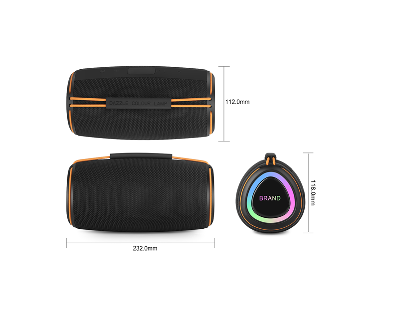 30W Portable Speaker BT5.0 Dual Magnetic Bass IPX5 Waterproof 4000mAh LED Light TF USB FM Radio