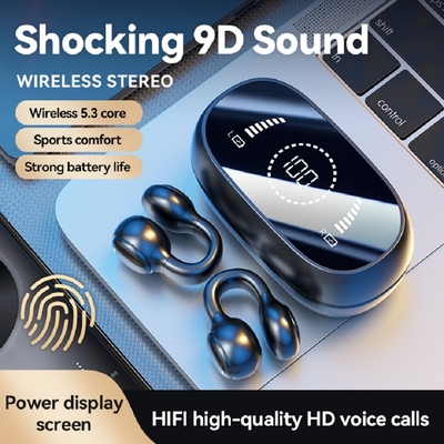 Bluetooth 5.3 auricolare Disegno auricolare completamente aperto 9D Surround Sound Gioco audio-sincronizzazione HIFI Display digitale 1.5H Carica 6H Single Playback
