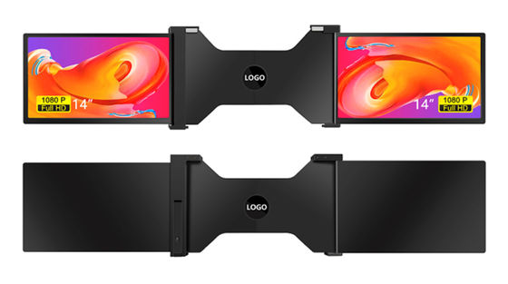 Due monitor portatili panoramici da 14 pollici Setup a tre schermi con schermo sottile da 25,3 mm Full HD IPS 16/9 Aspect Ratio