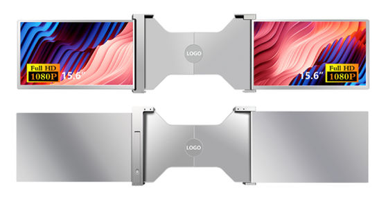 Due monitor portatili FHD da 15,6 pollici compatibili con laptop da 15,6 a 18,5 pollici, risoluzione FHD 1920*1080, supporta 12 lingue