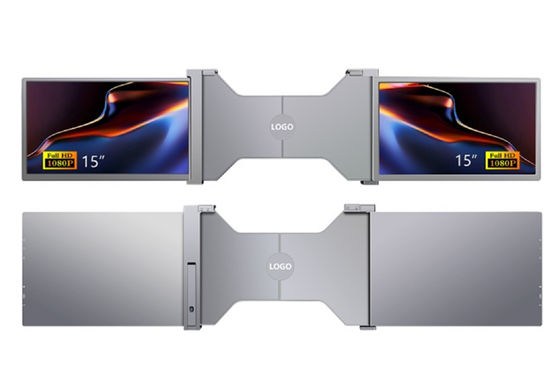 Monitor portatile FHD da 15 pollici doppio, leggero, spessore 25,3 mm, 1,63 kg, porte Type-C + Mini HDMI, supporto HDR, OSD in 12 lingue